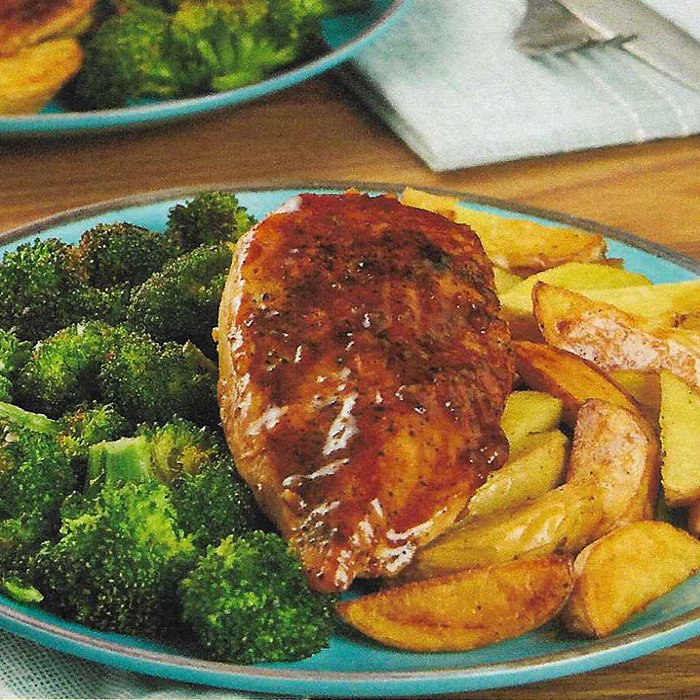 Honey Balsamic Chicken with Crispy Broccoli & Potatoes