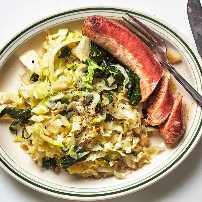 Crispy Sausages and Greens